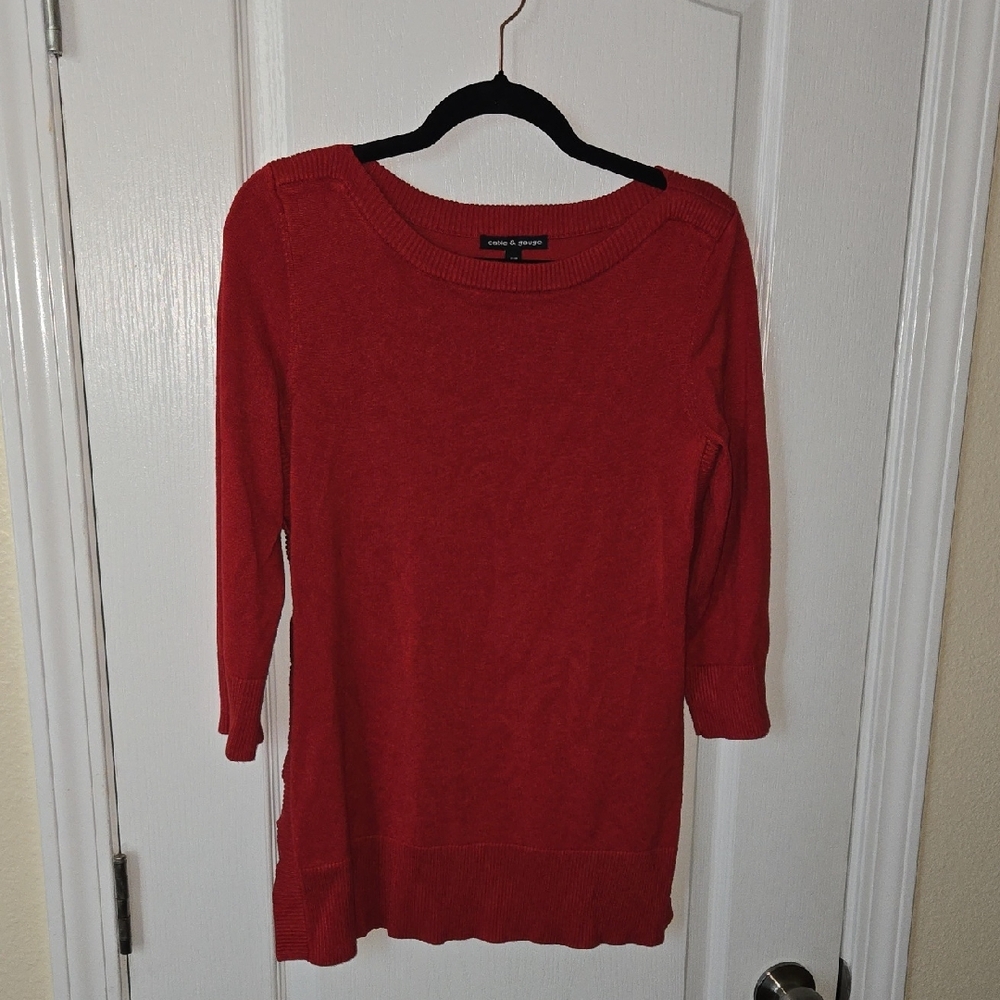 Cable & Gauge Red Long Sleeve Knit Top